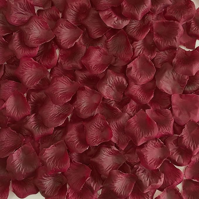 Separated 1000 PCS Artificial Drak red Rose Petals, Burgundy Flower Petals,Wine Red Girl Petals for Wedding Decor,Romantic Night for her Set(Ready-to-use)