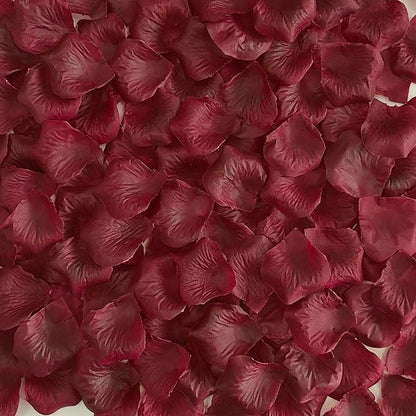Separated 1000 PCS Artificial Drak red Rose Petals, Burgundy Flower Petals,Wine Red Girl Petals for Wedding Decor,Romantic Night for her Set(Ready-to-use)