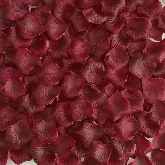 Separated 1000 PCS Artificial Drak red Rose Petals, Burgundy Flower Petals,Wine Red Girl Petals for Wedding Decor,Romantic Night for her Set(Ready-to-use)