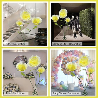 3Pcs Giant Flowers Wedding Decor, Artificial Flower with Stems Large Flower Decorations for Garden, Office, Home Decor, Wedding, Party, Graduation, Store, Art Gallery (Yellow)