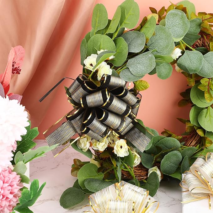 WILLBOND 20 Pieces 6 Inch Pull Bows Gift Wrapping Ribbon Pull Bows for Christmas Wedding Baskets Valentine Multicolor Wrap Accessory for Gift Present Holiday Decor(Black)