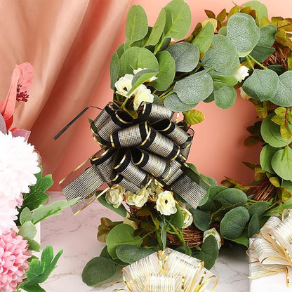 WILLBOND 20 Pieces 6 Inch Pull Bows Gift Wrapping Ribbon Pull Bows for Christmas Wedding Baskets Valentine Multicolor Wrap Accessory for Gift Present Holiday Decor(Black)