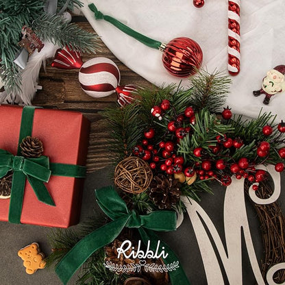 Ribbli Polyester Forest Green Velvet Ribbon,3/8 Inches,10-Yard Spool,Use for Choker,Gift Wrapping,Floral Bouquets, Boutonnieres