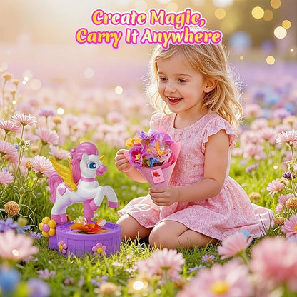 Unicorn Toys for Girls Age 4-6 7-8 9-12, Fabric Flower Bouquets Toys, Flower Making Kit, DIY Arts and Crafts for Kids, Unique Christmas Birthday Gifts for 3 4 5 6 7 8 9 10 11 12 Year Old Girls Gifts