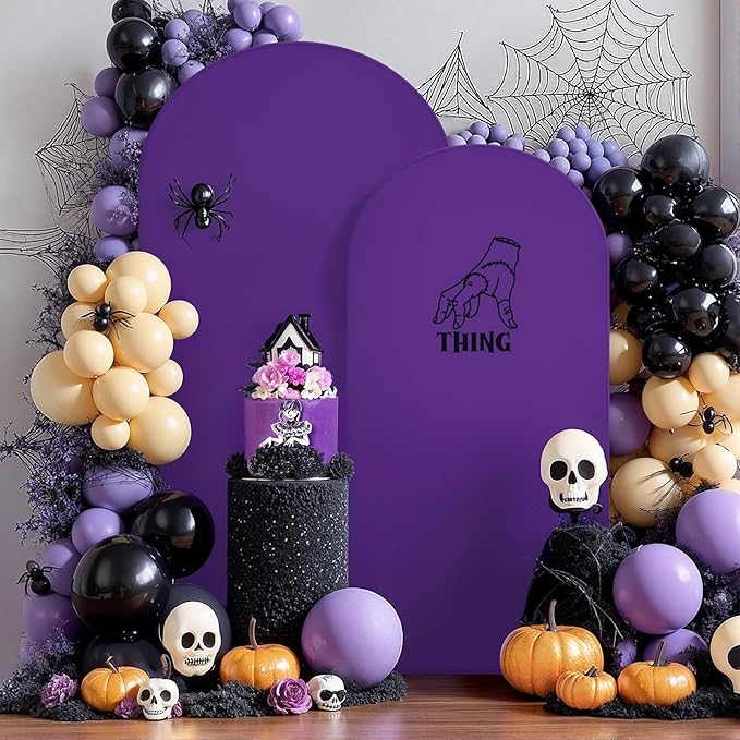 Purple Arch Backdrop Covers - 7.2FT, 6FT Spandex Fitted Wedding Arch Stand Covers Round Top Chiara Arch Backdrop Cover for Wedding Birthday Party Decoration