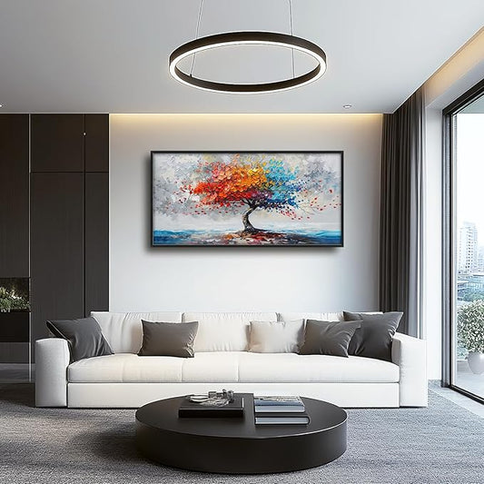 Colorful Tree Wall Art Abstract Rainbow Tree of Life Pictures Wall Decor Large Modern Vibrant Canvas Prints Framed Artwork Home Decorations for Bedroom Living Room Dining Room Office Hotel 60"x30"