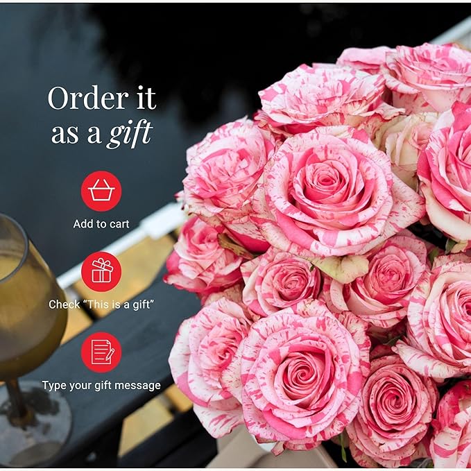 BloomsyBox - Bicolor Roses - 24 Long Stems, Long Lasting, Hand-Tied in Eco-friendly, Vase Not Included, Fresh Flowers for Delivery – Gift for Birthday, Anniversary, Get Well, Congratulations, Wedding