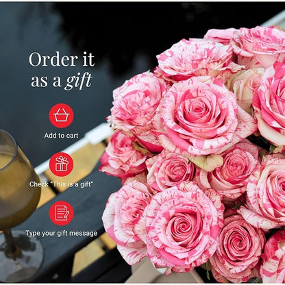 BloomsyBox - Bicolor Roses - 24 Long Stems, Long Lasting, Hand-Tied in Eco-friendly, Vase Not Included, Fresh Flowers for Delivery – Gift for Birthday, Anniversary, Get Well, Congratulations, Wedding