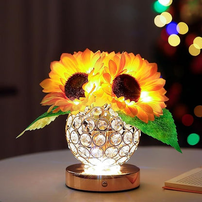 Sunflower Flower Lamp for Women Gifts, 3 Color Dimmable Night Light, Rechargeable Cordless Touch Table Lamp for Womens Mom Wife Friends Girlfriend Her Gifts, Perfect for Bedroom Bar Coffee Shop