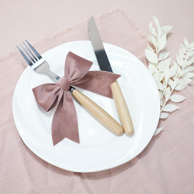 Rose Gold Velvet Ribbon, 1-1/2 inch Wide Handmade Fabric Ribbons for Christmas Decor, Flower Bouquet, Wedding Decoration, Baby Shower, 2 Rolls