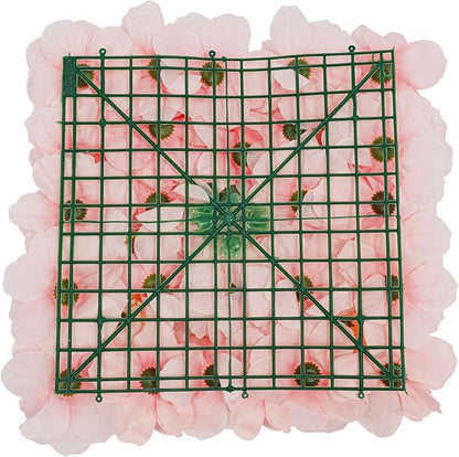 Eapmic 15"x 15" Artificial Flower Wall Panels,Flower Wall Mat Silk Flower Panels for Outdoor Garden Backyard Fence Fence Privacy Screen and Indoor Wall Decor(12Pcs Pink+Champagne)