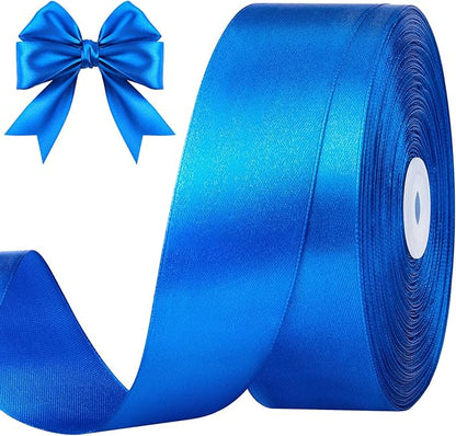 1-1/2 Inches 100 Yards Blue Satin Ribbon, Solid Fabric Ribbon Roll for Flower Bouquets, Gift Wrapping, Wedding, Handmade Crafts