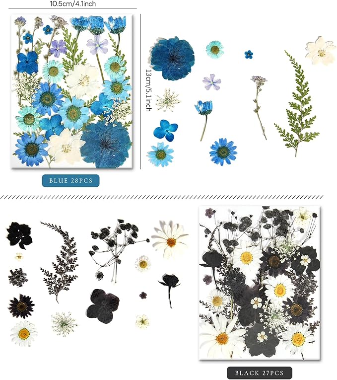 110+PCS Pressed Flowers for Resin molds Real Dried Flower Leaves for Resin Jewelry Making Dry Flowers for Scrapbooking Crafts DIY Soap Candles Making Nails Décor (Colorful-B)