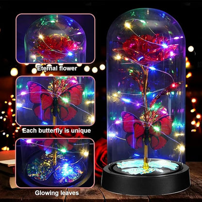 The Rose for Women, Glass Flowers in Glass Dome, Eternal Rose for Her, Womens Birthday Gift for Mom, Teacher Appreciation, Graduation, Christmas
