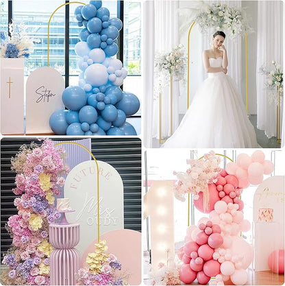 Putros 6ft Metal Arch Stand with Cover Black Spandex Fitted Wedding Arch Cover and Round Top Chiara Backdrop Stand Set for Birthday Party Baby Shower Decoration