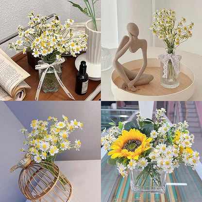 Small White Daisy Flowers Artificial,2 Bouquet/12Pcs 10 Inch Fake Daisies,Spring Wild Flower for Party Decor (Vase Not Inclouded)