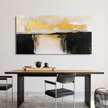 Canvas Wall Art Decor Black and White Wall Art Pictures For Living Room Black and Gold Wall Art Decor Abstract Art Work Modern Abstract Wall Art Prints for Bedroom Office Kitchen Wall Decor 24" x 48"
