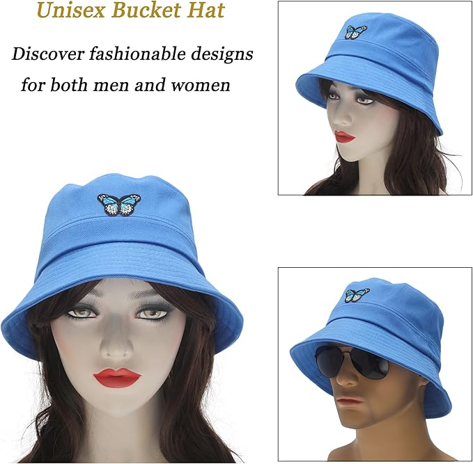 ZLYC Unisex Fashion Embroidered Bucket Hat Summer Fisherman Cap for Men Women