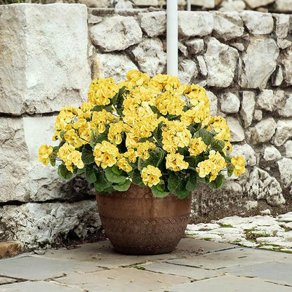 Plastic Flowers for Outdoors Home Decor Fake Plants Artificial Flowers Artificial Geraniums Outdoor Fake Flowers Silk Bouquet, Fall Decor for Interior Porch Garden Decor14.4(Yellow) 8PCS