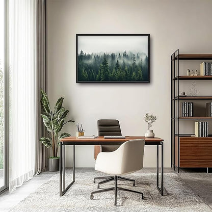 Framed Large Pictures Wall Art for Living Room, Foggy Forests Oversized Wall Decor Nature Landscape Forest Scenery Canvas Print Painting Extra Large Framed Artwork for Bedroom Office 36"x24"