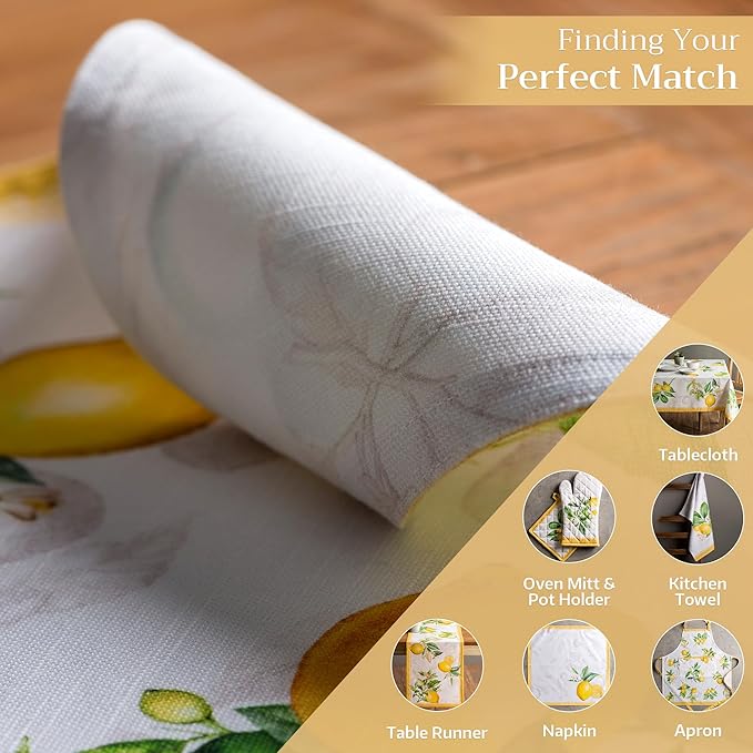 Maison d' Hermine Placemats Set of 4 100% Cotton Washable Cloth Place Mats, Reusable Table Mats for Kitchen Dining Decoration, Party, Wedding, Restaurant Spring/Summer (Limoncello, 13" x 19")