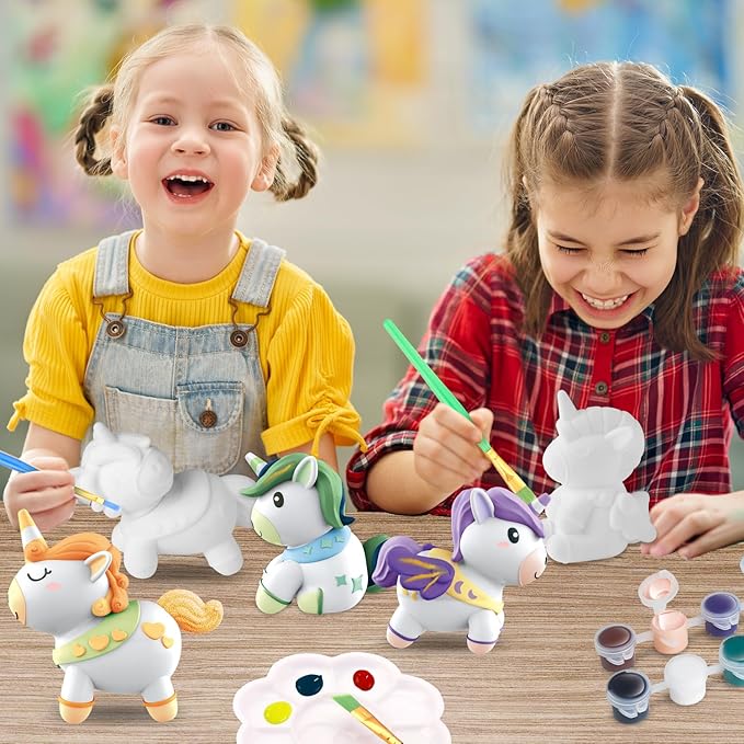 SpringFlower Unicorn Gift Toys for 3 4 5 6 7 8 Years Old Girls - Girls Arts and Crafts Painting kit Including 8 Cute Looking Unicorn Figures, DIY Creative Christmas Gift for Kids