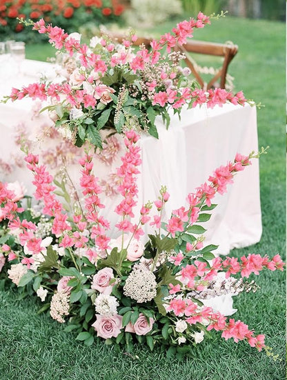 Pink Delphinium Artificial Flowers,8PCS Artificial Snapdragon Flowers 33.5'' Tall Fake Flowers Faux Delphinium Bulk for Tall Vase Home Wedding Garden Table Decor(Pink)