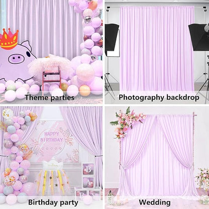10 x 10 Feet Light Purple Backdrop Curtain for Partie, Background Curtains for Photoshoot, Birthday, Wedding, Halloween, Thanksgiving, Christmas, New Year Party Decorations 5Ft x 10Ft, 2 Panels