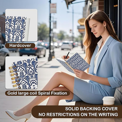 VIIJJUE Blue and White Porcelain Notebook Journal, Blue Flowers Notebooks for Note Taking, Hardcover Spiral Journal 5.5x8.3 Inch