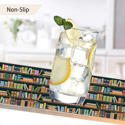 Bookshelf Placemats Set of 6,Library Book Place Mats Heat Resistant Washable Non-Slip Table Mats for Party Kitchen Dining Decor 12x18 Inch