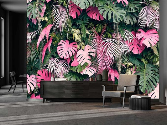 Cliouar-Wall Mural Wallpaper for Bedroom Living Room 3D Mural Monstera Tropical Plant Green Plant Banana Leaf Palm Leaf 182" x 122"(Not Self-Adhesive)