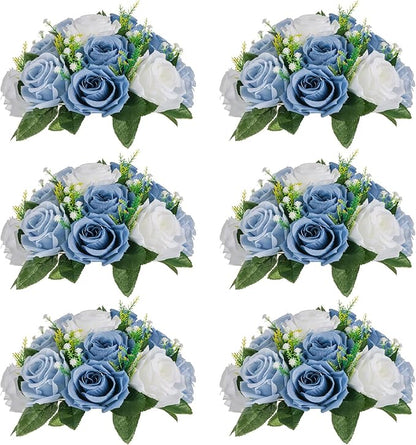 Sziqiqi Blue Flowers Artificial for Decoration Silk Kissing Balls for Wedding - Artificial Flower Ball Center Pieces Decoration for Table Floral Arrangement