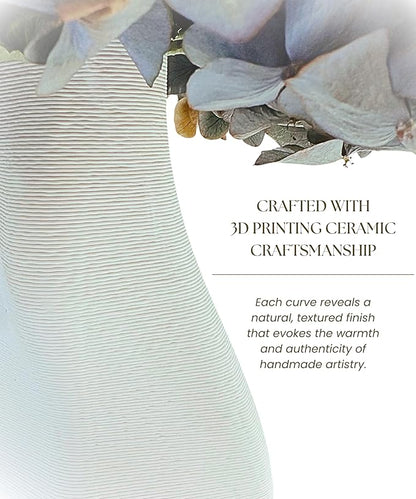 White Ceramic Vase - Elegant Home Decor for Your Beautiful Space - Table Top Decorations, Modern Aesthetic House Accessories - Irregular Shaped Vase for Living Room, Bedroom, Entryway, Gifts