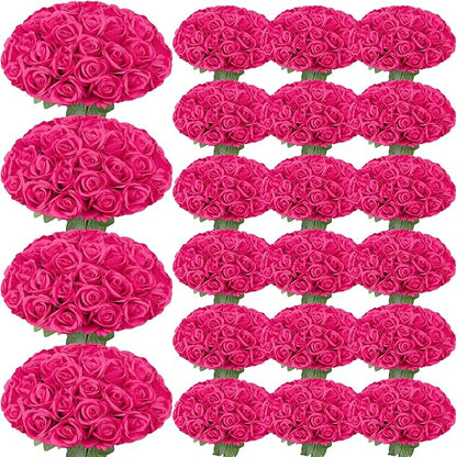 150 Pcs Roses Artificial Flowers, Silk Red Artificial Flowers Petals Long Stem Roses for Wedding Bouquet Home Party Decor