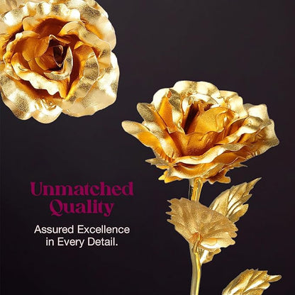 24k Gold Rose with Luxury Gift Box - 10-inch Golden Rose Metal Single Roses and Valentine's Day Gifts Idea for Women, Loved Ones, Mom, Wife, Girlfriend, Grandma, Mother's Day