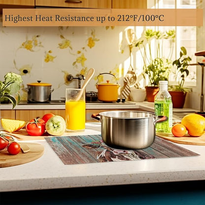 Highland Cow Retro Placemats Set of 6 Washable Table Mats for Kitchen Dining Table,Heat-Resistant Place Mats for Indoor Outdoor Party Holiday Decoration