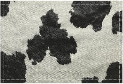 Cow Print Placemats Set of 4 Western Rustic Farmhouse Abstract Cowhide Print Art Printed Dining Table Mats for Restaurant Home Kitchen Holiday Decor 12x18in