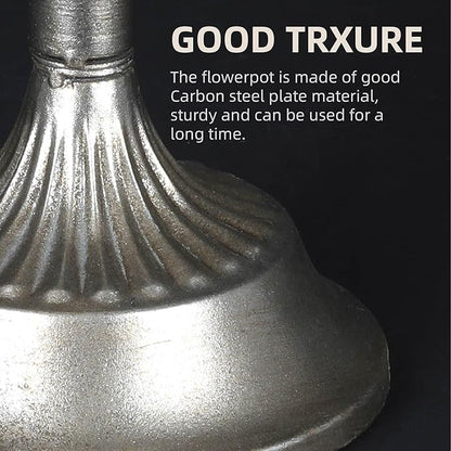 WORTH Silver Color Urn Vases for Centerpieces Set of 2 (Large:8.8" H. x 7.8" Dia. & Small:6.1" H. x 7.8" Dia.), Classic Metal Trumpet Flower Pots for Table, Bowl Vase for Wedding Party Event Home Deco