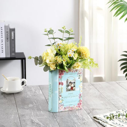 Ceramic Book Vase, Book Vase for Flowers, Ceramic Book Shaped Vase, Book Flower Vases Blue, Large Ceramic Vases for Home, Office, Bedroom, Living Room, Dining Table(Anne)