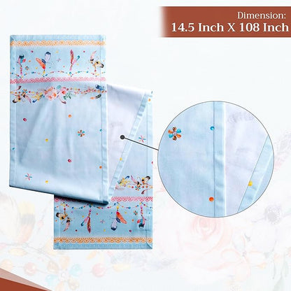 Maison d' Hermine Table Runner 100% Cotton Single Layer Table Runners 108 inches Long Decorative for Home Kitchen Dining Party Baby Shower Wedding Bridal Shower Spring Summer (Ibiza, 14.50" x 108")
