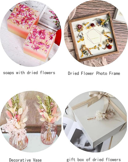 DIY Natural Dried Flower Set for Vase, Bulk Boho Dried Flowers with Stems,Fall Decor, Mini Flower Arrangements.(Pink)