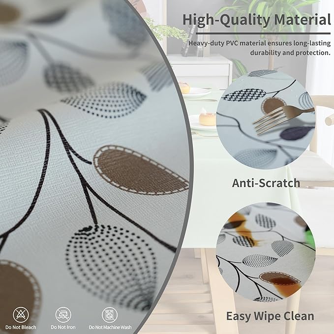 Rectangle Table Cloth,100% Waterproof Tablecloth Oil Proof Spill Proof Vinyl Table Cloth, Wipe Clean Plastic Table Cover for Dining, Camping, Indoor and Outdoor 52" x 70",Leaf