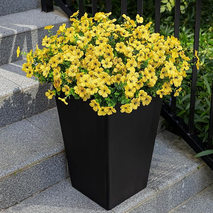 20 Bundles Artificial Flowers for Outdoor Fake Plants for Spring Decoration,Faux Eucalyptus Flowers for Planter UV Resistant Lifelike for Home Porch Garden（Yellow）