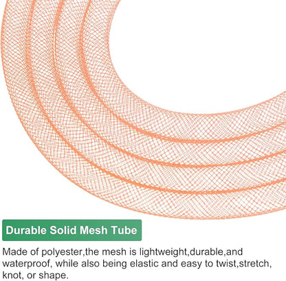 Mesh Tube Ribbon 25 Yards, 8mm Elastic Fabric Ribbons Mesh Tubing for Crafts/Gift Wrapping/Flower Bouquets/Wedding/Birthday/Holiday/Wreaths Christmas/Decoration[Orange]