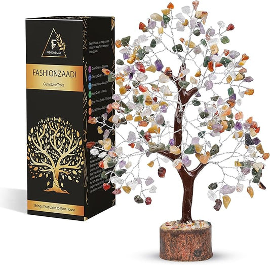 FASHIONZAADI Premium Crystal Tree of Life – 7 Chakra Tree for Healing, Positive Energy, Luck & Manifestation – Gift-Ready Packaging – Ethically Handcrafted Spiritual Gifts for mom