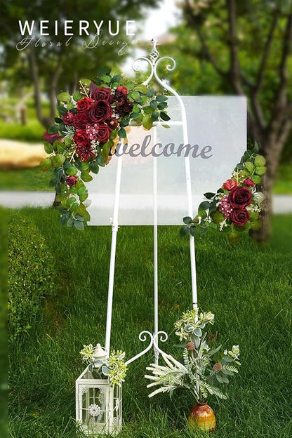 Burgundy Artificial Flowers Combo Box Wedding Decor,Fake Flowers,Flowers for Decoration,Silk Flowers for Home Decor Indoor,Cake Flowers,Faux Flowers for Crafts