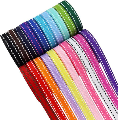 3/8" White Jump Point Grosgrain Ribbons, Perfect for Gift Wrapping Crafts Party Wedding Birthday Decoratio, DIY Crafts Bow Hair Headband Accessories Assorted Ribbon 40yd(20x2yd)