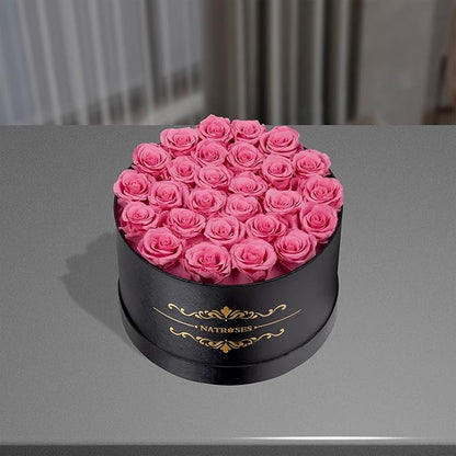 NATROSES 27 Piece Forever Preserved Roses in a Box, Preserved Flowers for Delivery Birthday, Flowers Gifts for Mothers Day, Pink