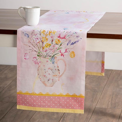 Maison d' Hermine Table Runner 100% Cotton Single Layer Table Runners 108 inches Long Decorative for Home Kitchen Dining Party Wedding Bridal Shower Spring Summer (Easter Zest, 14.50" x 108")