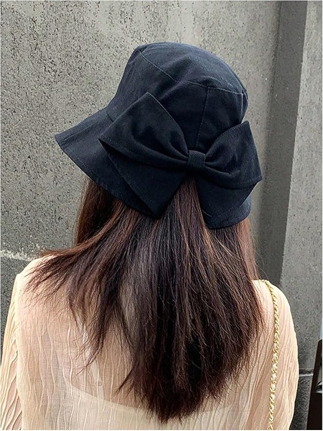 Verdusa Women's Bow Knot Wide Brim Bucket Hats Summer Outdoor Sun Hat